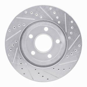 Buick Park Avenue Brake Rotor (1) - Front Left - R1 Concepts - Drilled & Slotted - Silver - 2005